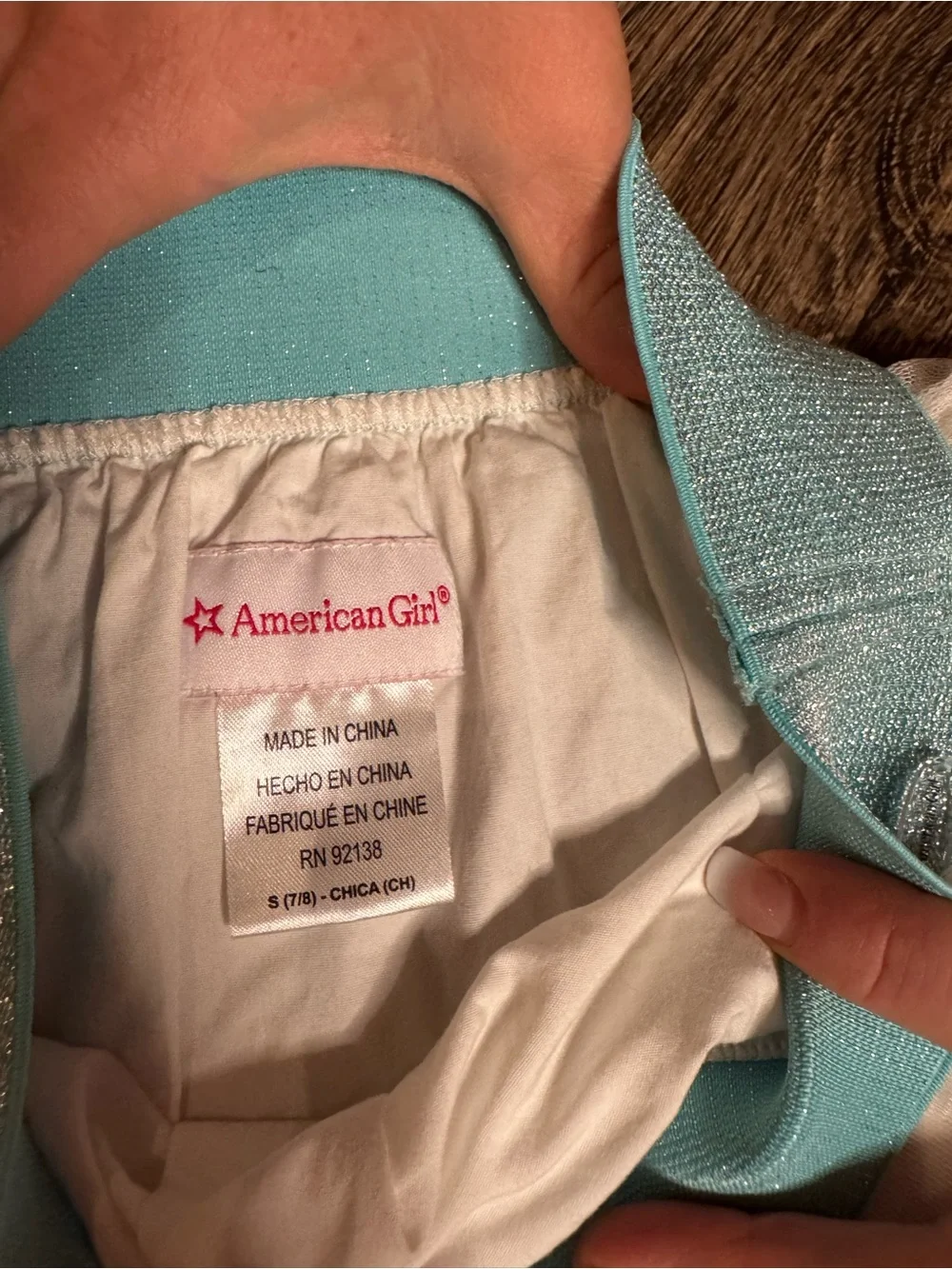 American Girl White Tulle Skirt with Shimmery Teal Waistband - Girls S